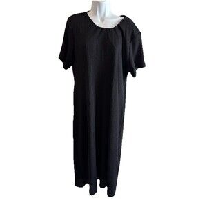 Vintage 90s ChaCha USA Black Textured Knit Dress XL Whimsigoth